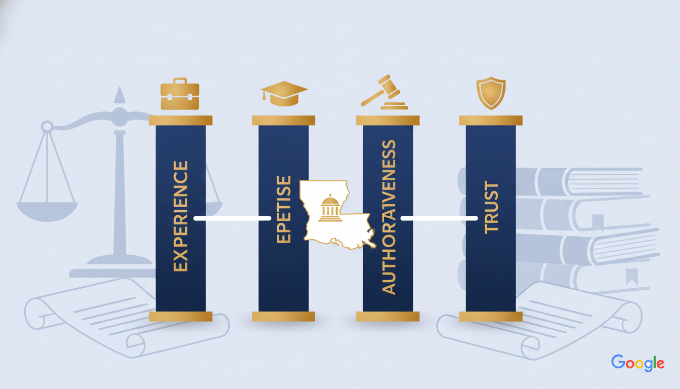 E-E-A-T principles for Louisiana law firm websites - Experience, Expertise, Authoritativeness, Trust