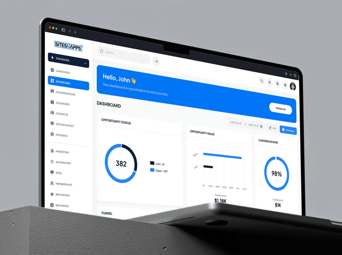 Dashboard design mockup