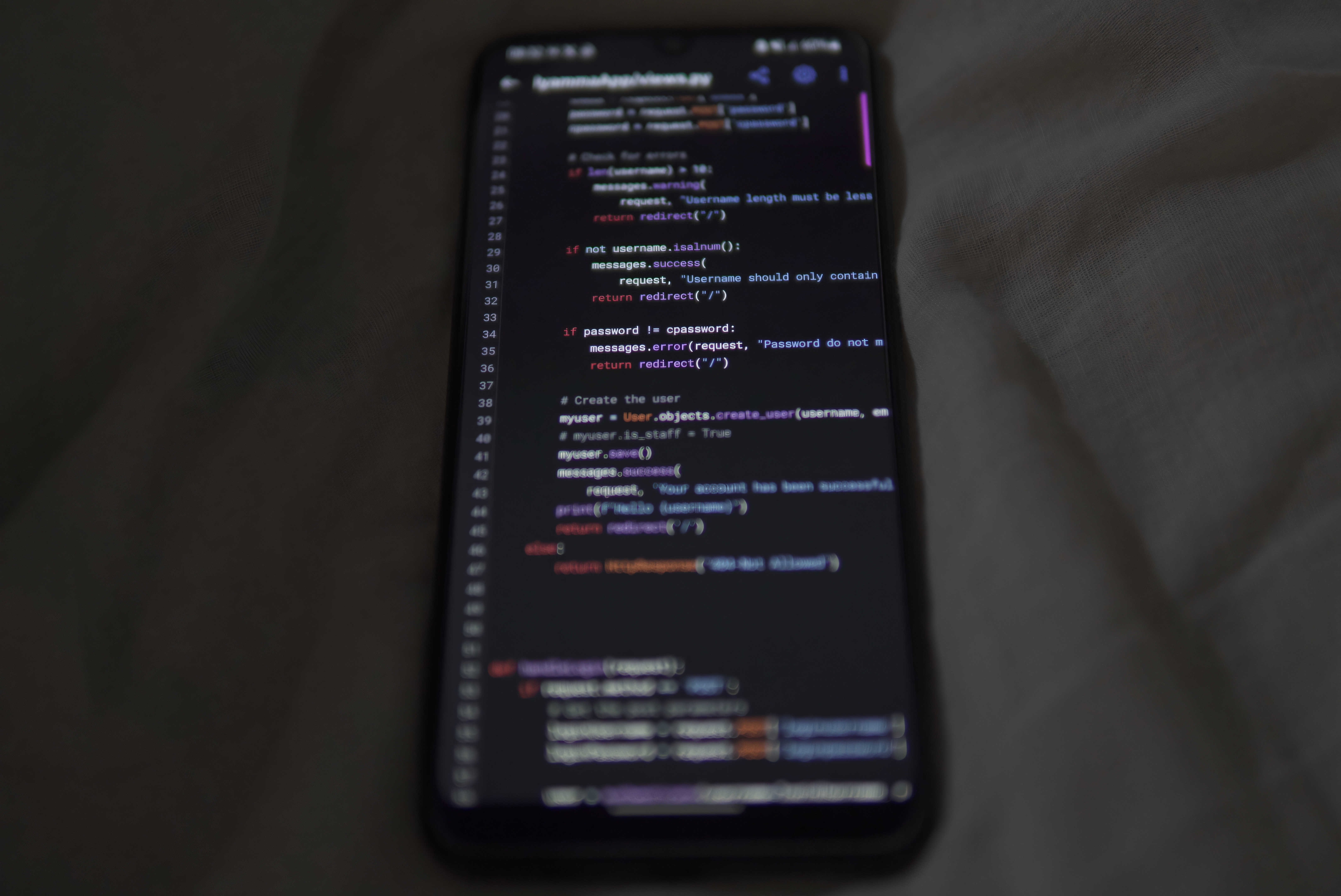 App development - app design on a phone