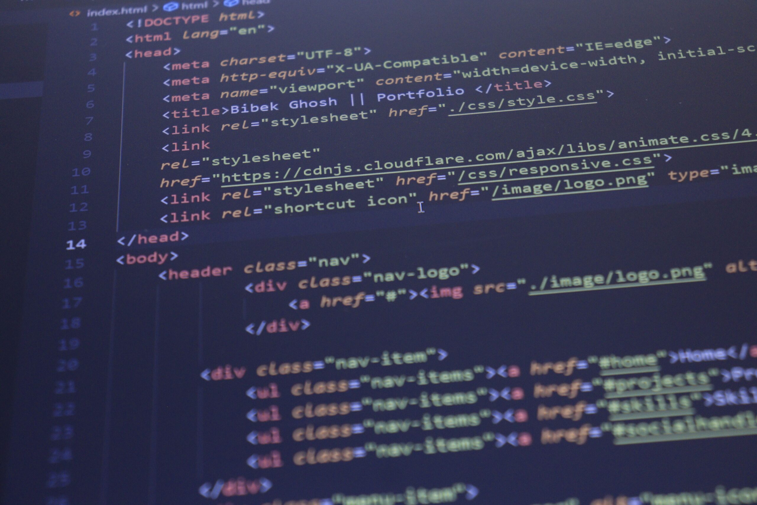 Development code on screen