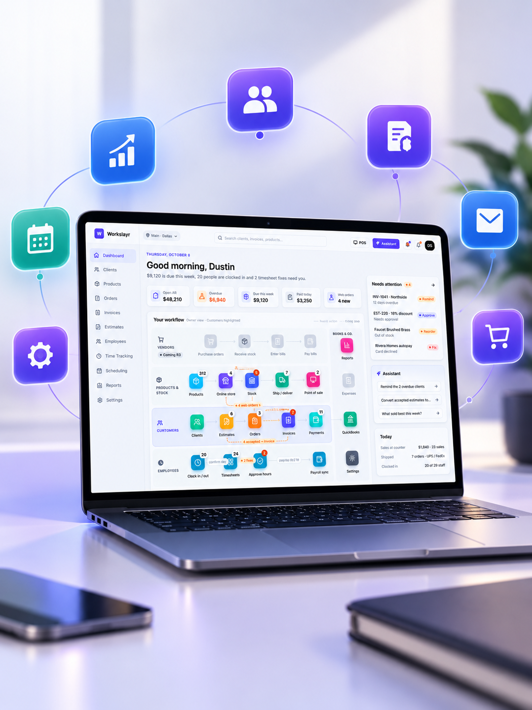 Sites N Apps CRM dashboard workspace