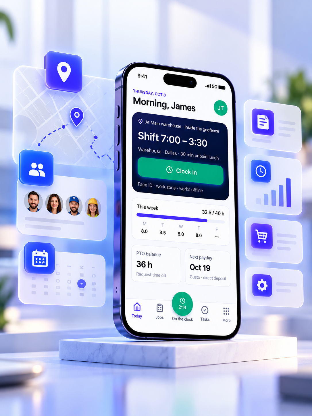 Workforce dashboard shown on a smartphone